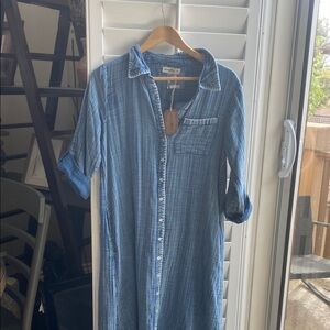 Blue Button-Up Dress